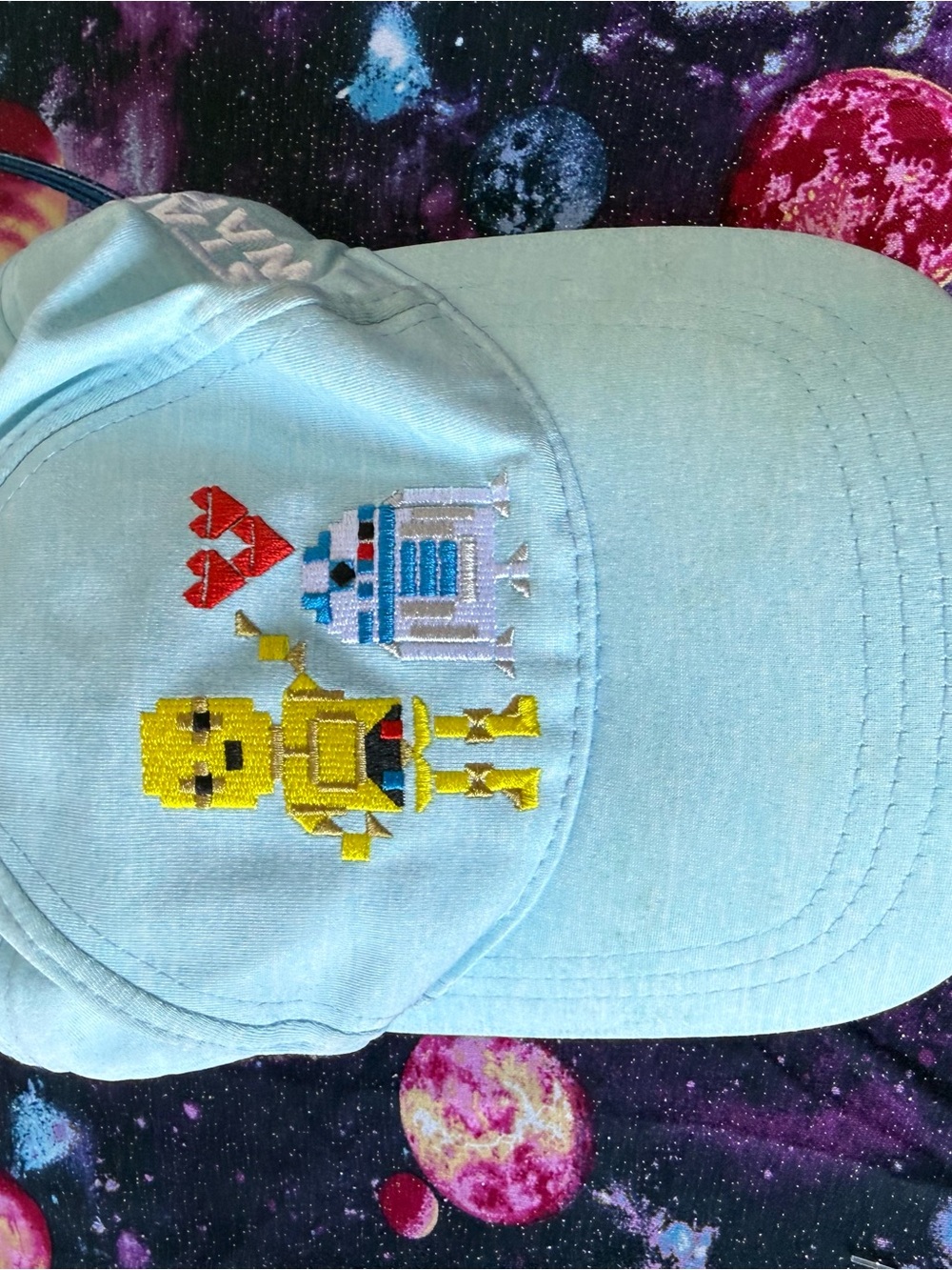 Star Wars Light Blue Men's Baseball Cap with Embroidered Droids